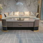 Designer Coffee Table with Curved Silhouette and Integrated Storage Drawers
